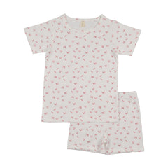Bonjoy Sweet Floral Short Sleeve Lounge Set - Ivory/Pink