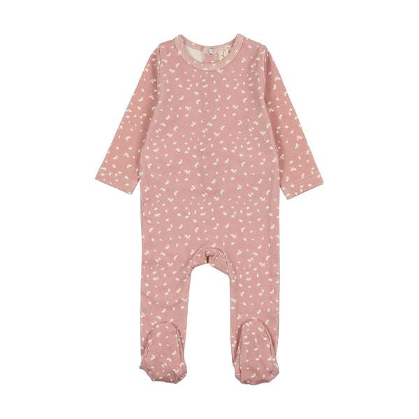 Bonjoy Pink Leaf Print Wide Ribbed Strechie