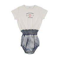 Bonjoy Bonjoy Summer Romper - Girl - White/Blue