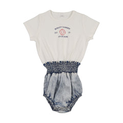Bonjoy Bonjoy Summer Romper - Girl - White/Blue