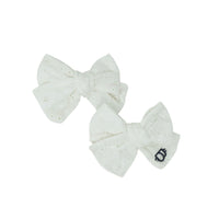 Bandeau White Perforated Floral Lace Mini Clip Set - FINAL SALE