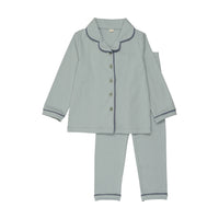 Bonjoy Grandpa Piping Long Sleeve Grandpa Pj'S - Dusty Blue