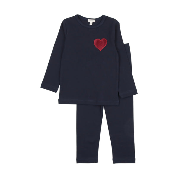 Bonjoy Navy Red Heart Graphic PJ's