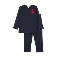 Bonjoy Navy Red Anchor Graphic PJ's