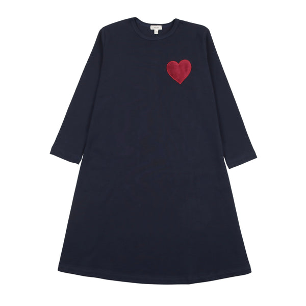 Bonjoy Navy Red Heart Graphic Nightgown