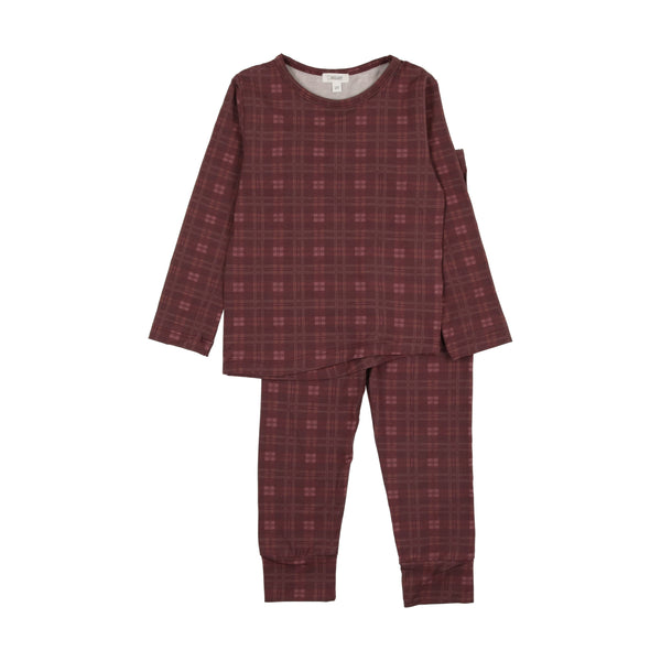 Bonjoy Burgundy Plaid PJ's