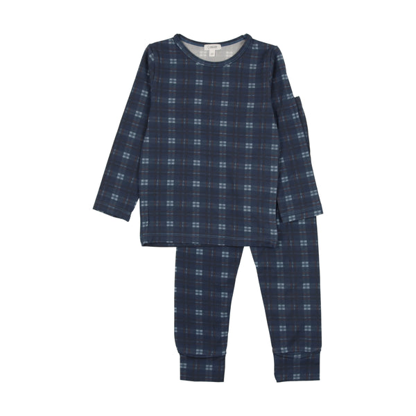 Bonjoy Navy Plaid PJ's