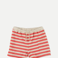 My Little Cozmo Pink Ruby Organic Toweling Stripes Baby Shorts