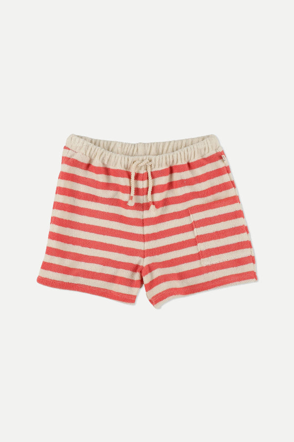 My Little Cozmo Pink Ruby Organic Toweling Stripes Baby Shorts
