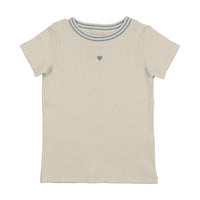 Farren And Me Ribbed Neck Short Sleeve T-Shirt - Light Blue Denim Trim