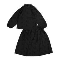 Belati Black Eyelet 2Pc Set With Neck Ribbon