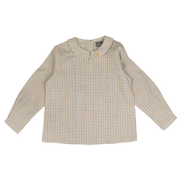 Belati Grey Peter Pan Collared Plaid Shirt