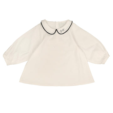 Belati Wine Peter Pan Shirt With Collar Embroidery