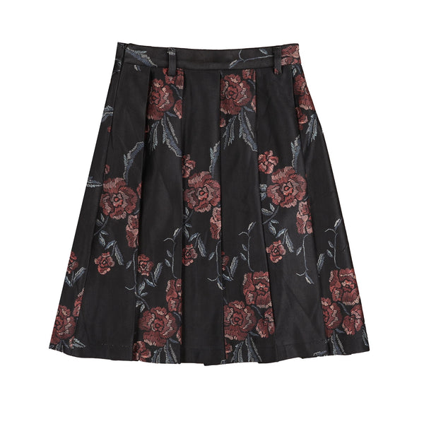 Belati Navy Floral Pleated Skirt (BSK335)