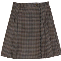 Belati Taupe Raw Edge Wrap Pleated Skirt (BSK469)