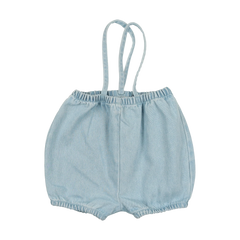 Analogie By Lil Legs DENIM SUSPENDER SHORTS - Light Wash