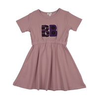 Bonjoy Sherpa Patch Short Sleeve Dress - Lilac