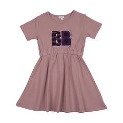 Bonjoy Sherpa Patch Short Sleeve Dress - Lilac