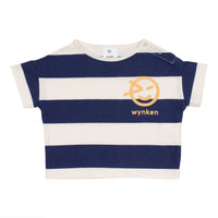 Wynken Ecru/Navy Baby Wide Stripe Wynken Tee