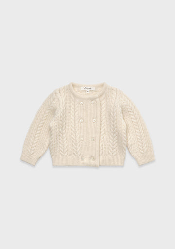 Louisiella Baby Obrine Knit Cardigan Ivory
