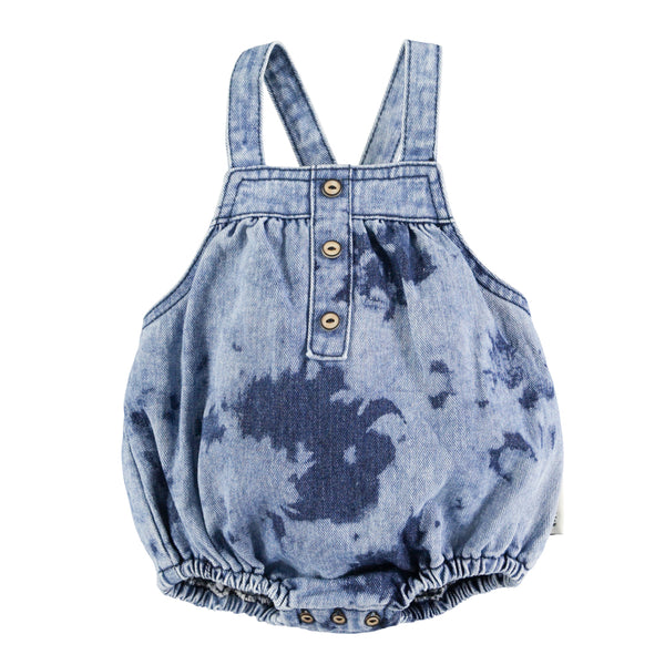 Piupiuchick Blue Tie Dye Denim Baby Romper