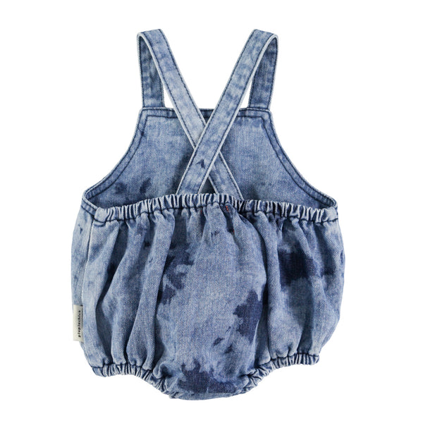 Piupiuchick Blue Tie Dye Denim Baby Romper