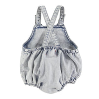 Piupiuchick Washed Light Blue Denim Baby Romper