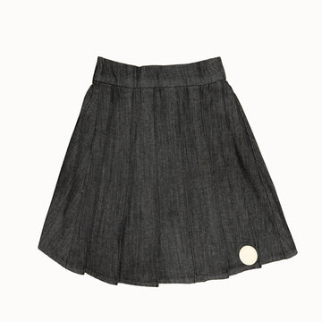 Nou Nelle Black Denim Pleated Skirt