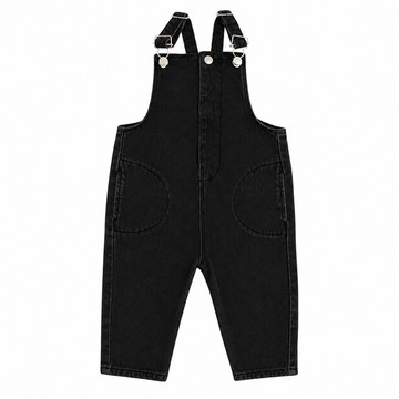 Little Parni Denim Long Overalls - Black Denim [K704]