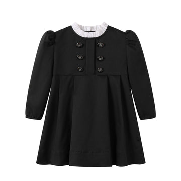 Nou Nelle Black Taffeta Double Breasted Dress