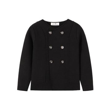 Nou Nelle Black knit Double Breasted Sweater