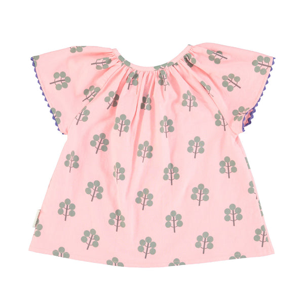 Piupiuchick Pink w/ Green Trees Blouse w/ Buttery Sleeves