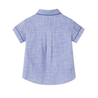 Nounelle Blue Linen Piped Shirt