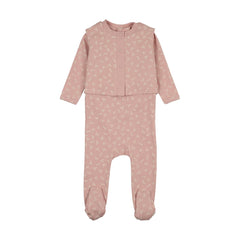 Bonjoy Vintage Bloom Footie W/ Cardigan - Vintage Pink