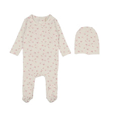 Bonjoy Sweet Floral Footie Set - Ivory/Pink