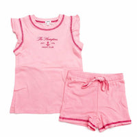 Bonjoy Yacht Club Shorts Set - Pink/Flutter Sleeves