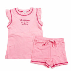 Bonjoy Yacht Club Shorts Set - Pink/Flutter Sleeves