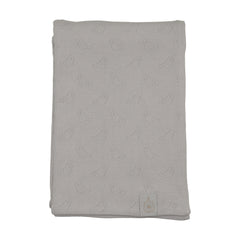 Bee & Dee Bird Pointelle Dusty Blue Blanket