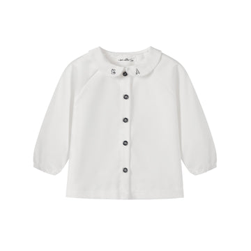 Nou Nelle Boy White Embroidered Collar Shirt