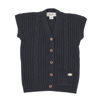 Secolo Braided Knit Vest - Navy