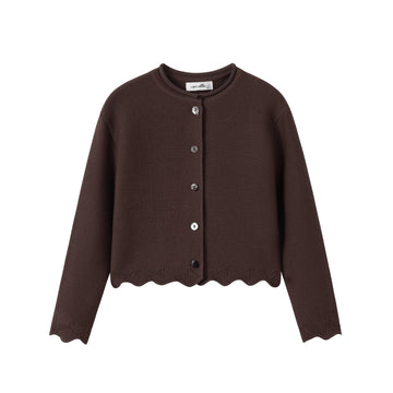 Nou Nelle Brown Scallop Cardigan