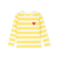 Phil and Phoebe Yellow Pique Striped Heart Tee