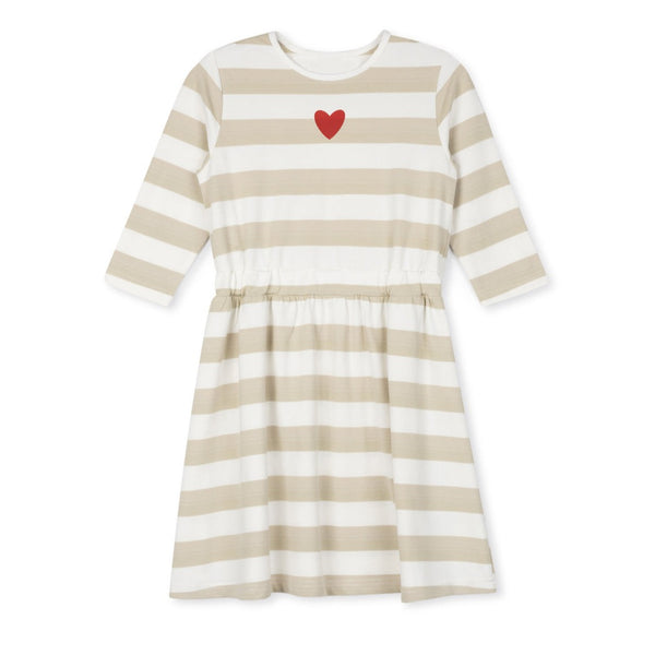 Phil and Phoebe Tan Pique Striped Heart Tee Dress