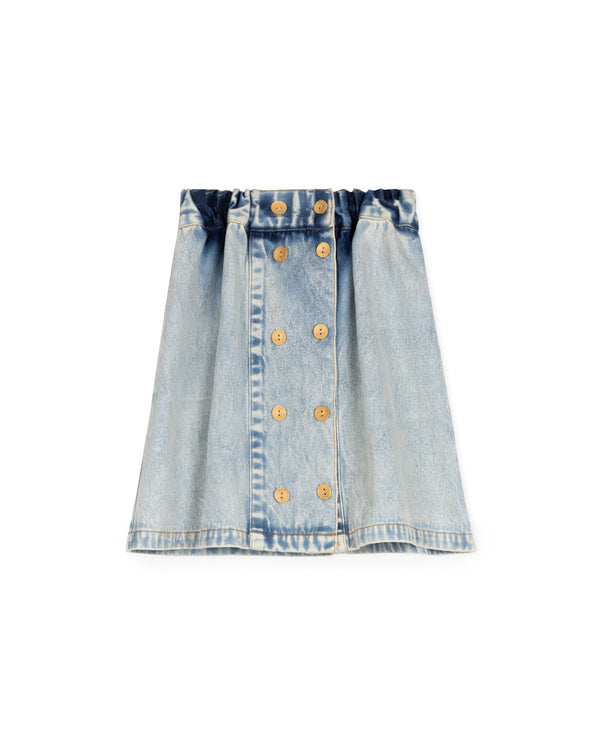 Phil and Phoebe Denim Pelly Wood Button Down Skirt