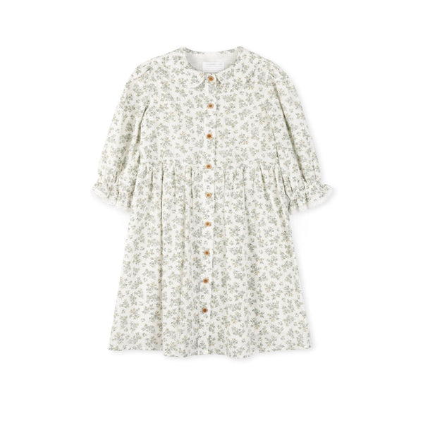 One Child Floral Liberty Printed Lace Trim Button Down Dress