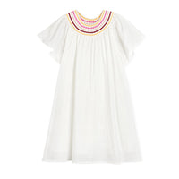 Lilou White Embroidered Neckline Detail Dress