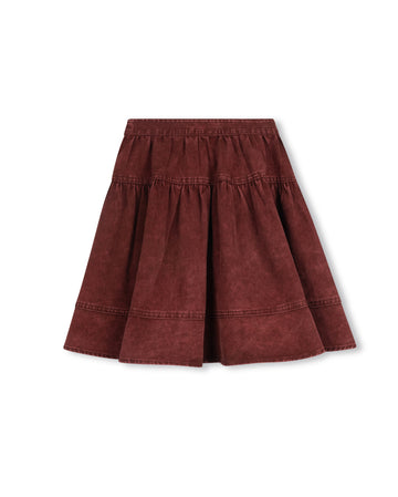 Hello Yellow Red Clara Full Round Denim Skirt