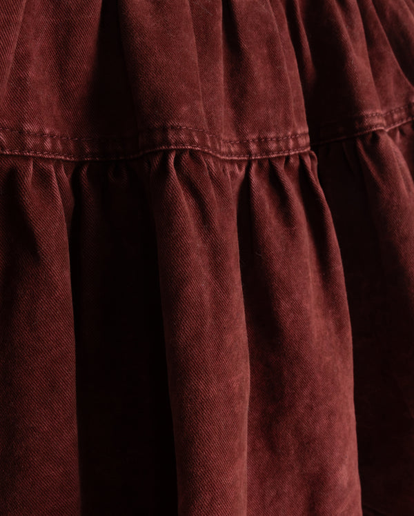Hello Yellow Red Clara Full Round Denim Skirt