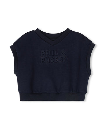Phil and Phoebe Navy Davis Embossed Vest