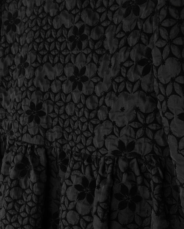 Lilou Black Textured Floral Tone On Tone Gown